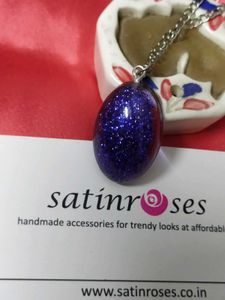 Sparkling Purple Egg Pendant Necklace