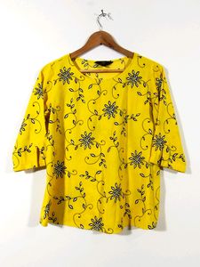 Zink Yellow Printed Women's Top