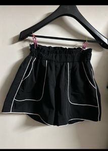 Black Elastic Waist Shorts