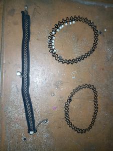 Black Stretchable Necklace 3 Pc Set