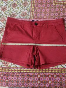 Red Cotton Shorts for Women