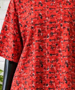 Red Flamingo Print Casual Top