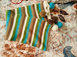 Striped Pom Scarf