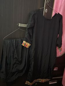 Elegant Black Kurta Set with Colorful Embroidery