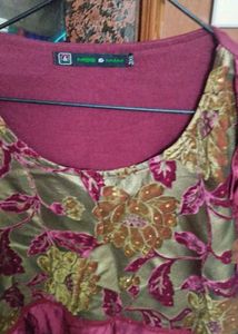 Maroon Embroidered Kurta