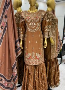 Party Wear Look with Top-Plazzo and Dupatta