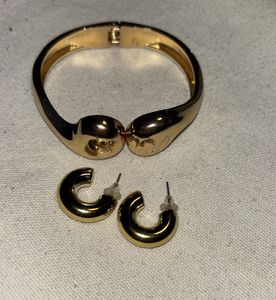 Golden Bracelet &amp; Hoop earrings ComboSet