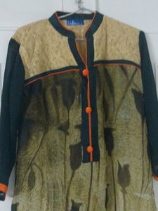 Georgette Brown Black  Orange Lining