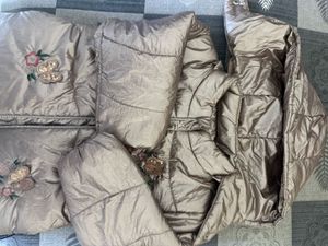 Girls Puffer Jacket with Butterfly Embroidery
