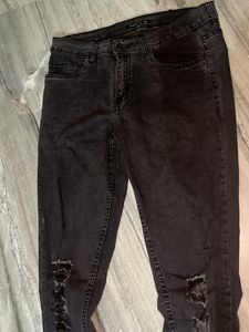 Stylish Distressed Black Jeans