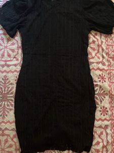 Elegant Black Lace Puff Sleeve Dress