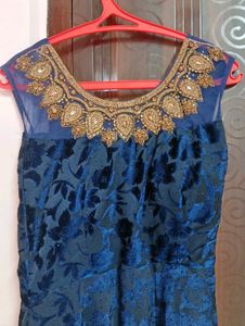 Stunning Navy Blue Embellished L size Gown