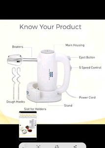 Electric Hand Mixer with Dough Hooks New Unused