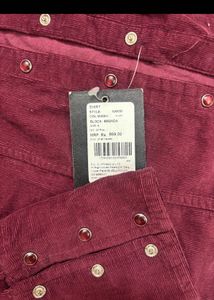 Chic Burgundy Corduroy Button-Up Shirt