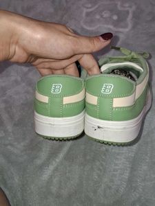 Green &amp; White Quilted Sneakers