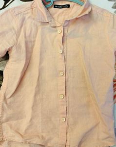 Peach Linen Short Sleeve Shirt