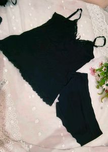 Elegant Black Camisole with Rhinestones