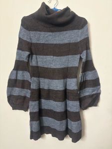 Striped Turtleneck Sweater Dress