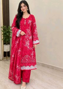 Pakistani maroon Floral Kurta Set