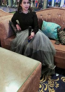 Grey Tulle Skirt and black Top