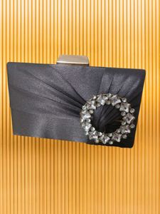 Elegant Grey Clutch with embellished stones