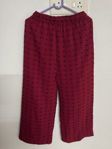 Chic Maroon Polka Dot Palazzo Pants
