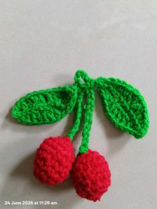 crochet cherry keychain
