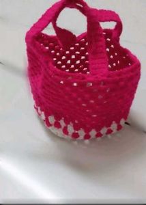 Handmade Pink Crochet Handbag