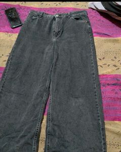 Stylish Grey Wide Leg Jeans