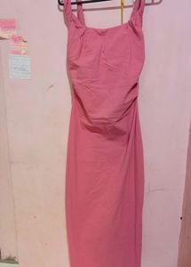 Chic Pink Bodycon Dress with Faux Fur Jacket