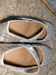 Girls Silver Ballerina Shoes