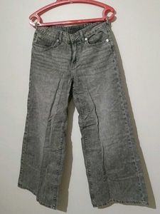 Women's Grey Wide-Leg Jeans