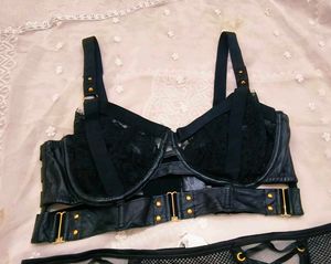 Sexy Black Lace &amp; Faux Leather set