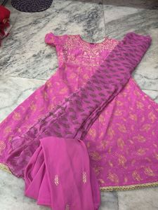 Vibrant Pink Paisley Kurta with Dupatta