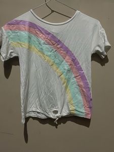 Cute Rainbow Tie-Front T-Shirt