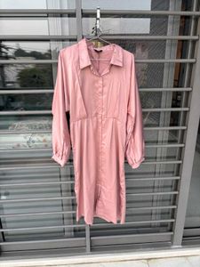 Satin Midi Shirt Dress