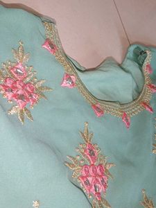 Elegant Teal Embellished Maxi Dress