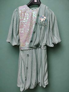 Sequin Embellished Pleated Dress