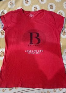 Red "Believe" Graphic T-Shirt