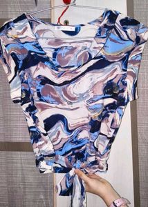 Stylish Abstract Print Wrap Top