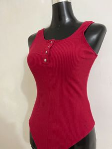 Red Sleeveless Bodysuit