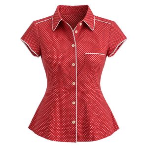 Chic Polka Dot Button-Up Top Y2k edit 🐞