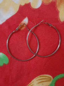 Gold Hoop Earrings with Pink Accent