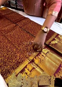 Elegant Maroon Silk Saree with Gold Border