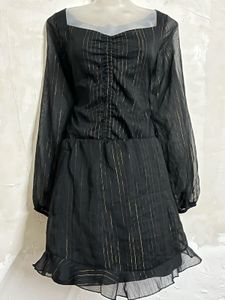 Pintresty Black &amp; Gold Striped Dress skirt &amp; top