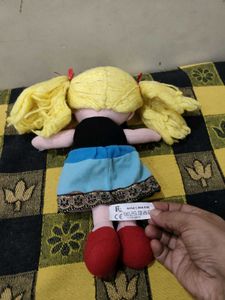 Cute Plush Doll with Blonde Pigtails