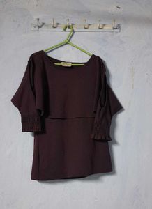 Solid Purple Smocked Sleeve Tunic