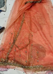 Sequins and hand stiched Net Saree with blouse pie