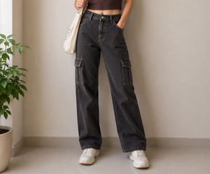 black Cargo Jeans