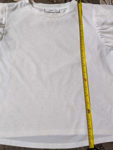 Mango brand White Puff Sleeve Top